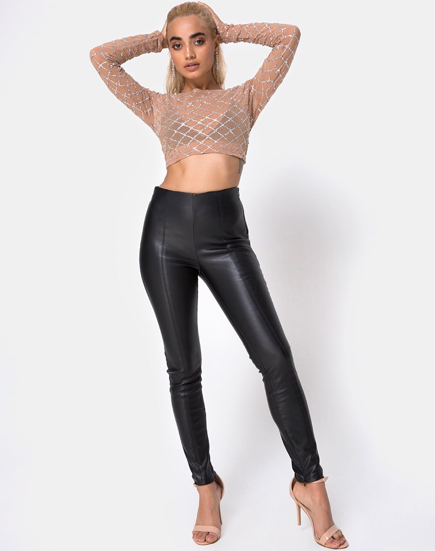 Imagen de Bonnie Crop Top en Red de Purpurina Cruzada Tan