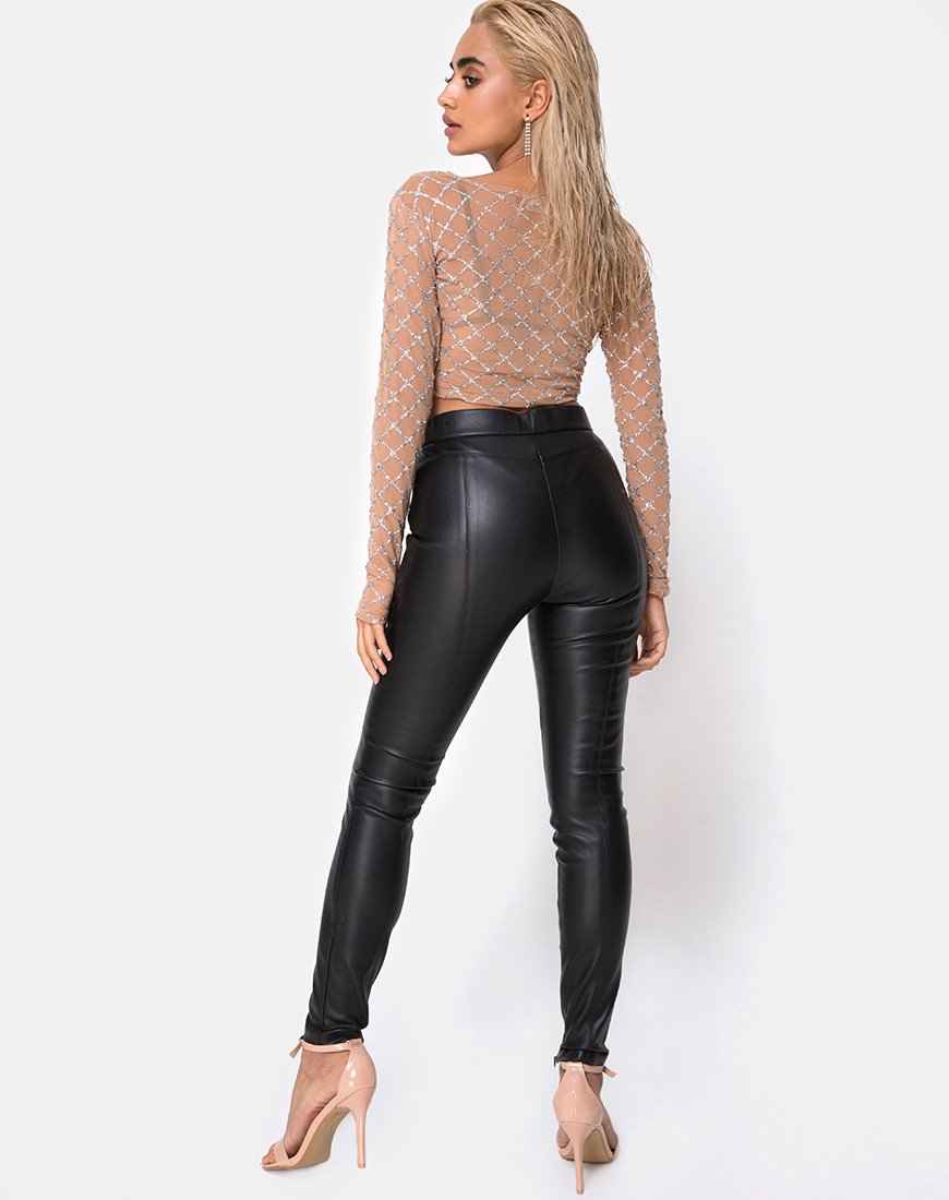 Imagen de Bonnie Crop Top en Red de Purpurina Cruzada Tan
