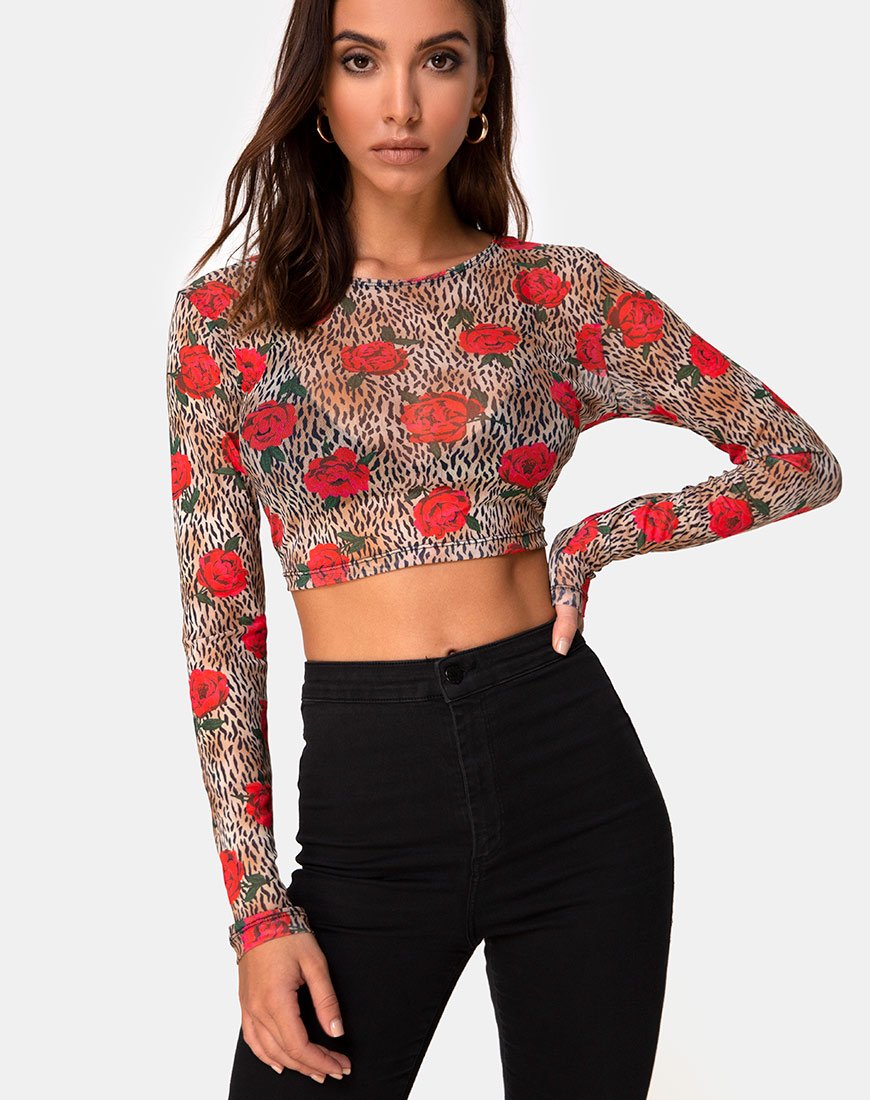 Bonnie Crop Top en rosa tigre