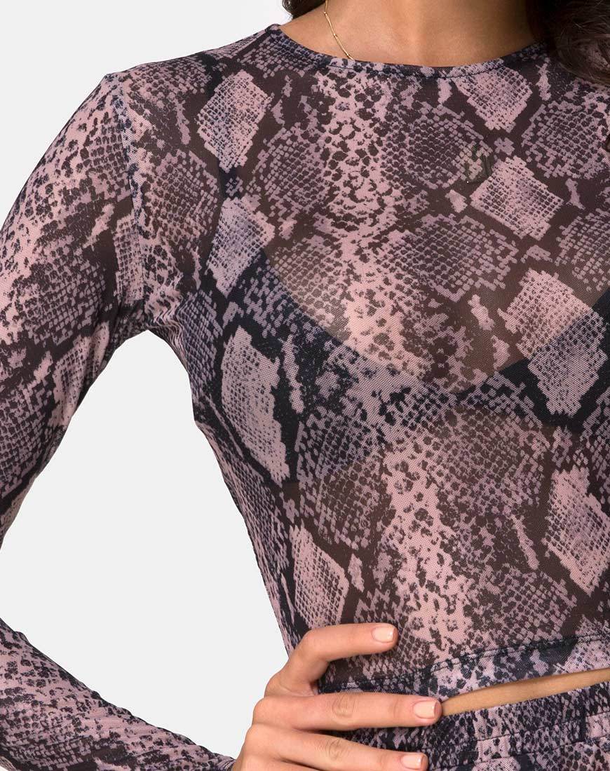 Imagen de Bonnie Crop Top Red en Taupe Snake