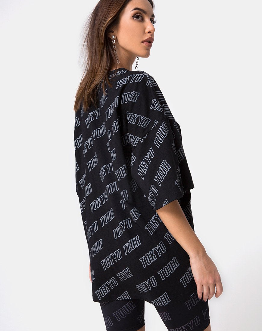 Camiseta Botec Oversize en Tokyo Tour Negra