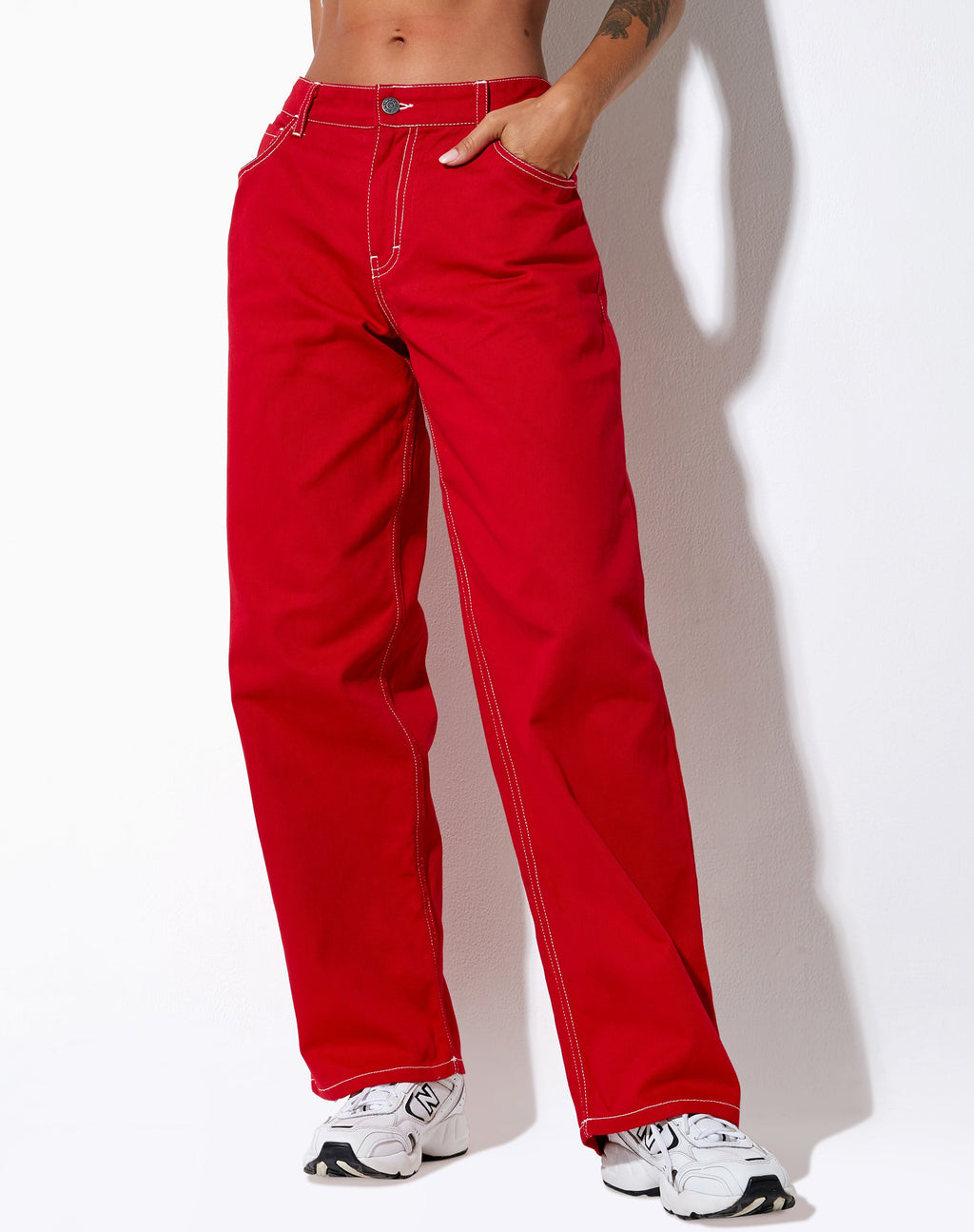 Pantalón Athene de punto Racing Rojo Blanco