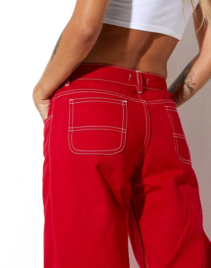 imagen de Athene Trouser en Racing Red White Stitch