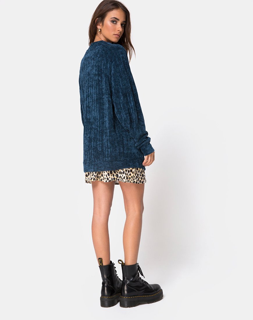 Imagen de Boyfriend Cardigan en chenilla azul