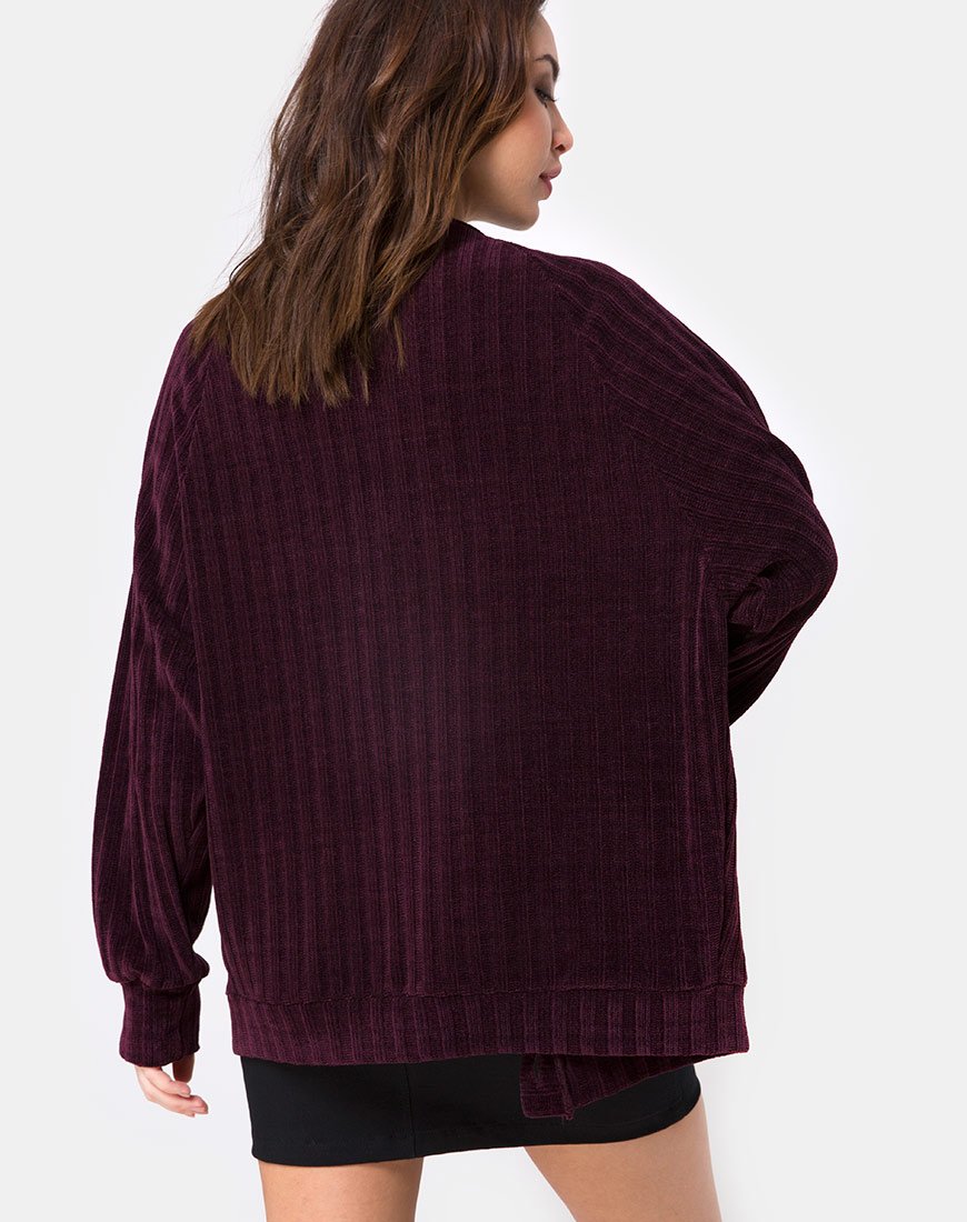 Chaqueta Boyfriend en Chenille Ciruela