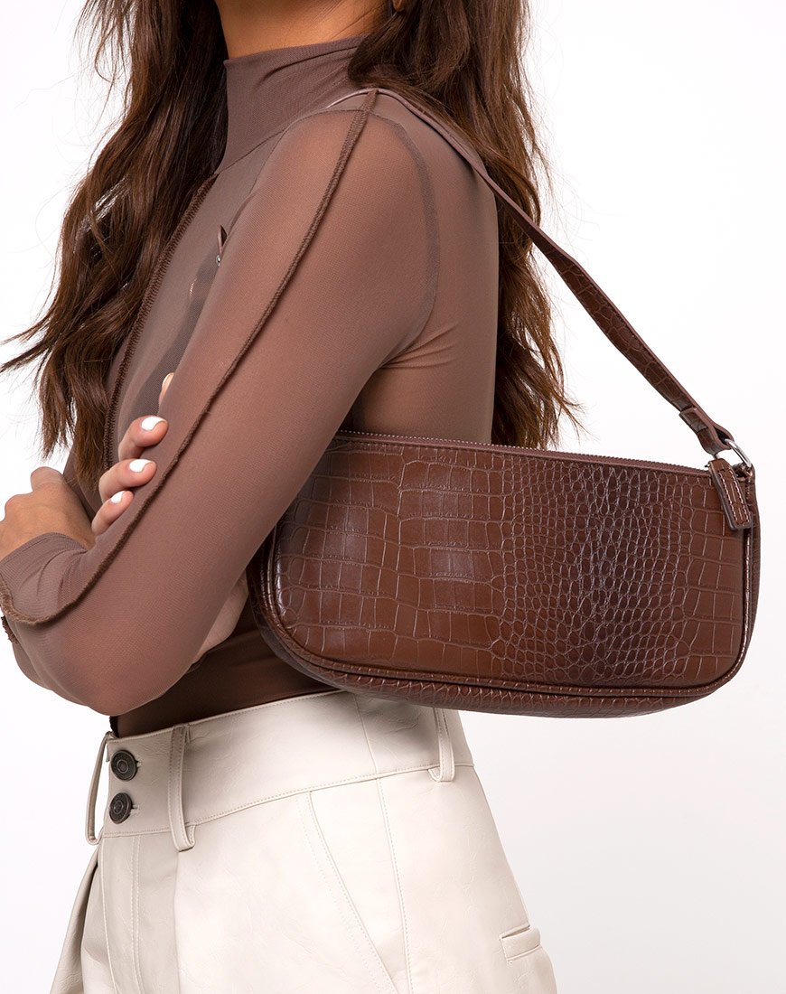 Bolso Gigi en Croc Chocolate