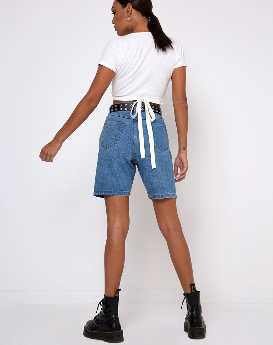 Imagen de Bria Wrap Top en canalé marfil