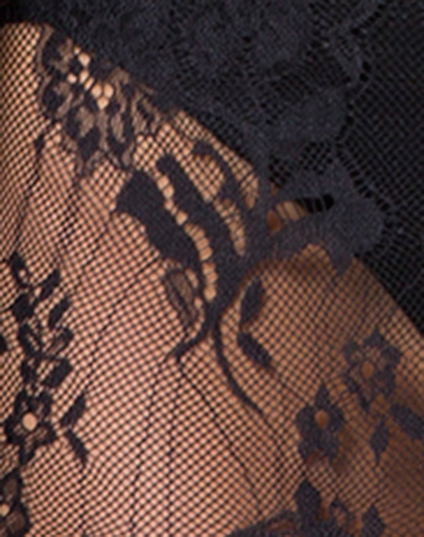 Imagen de Brina Falda midi en encaje de pestañas floral Negro