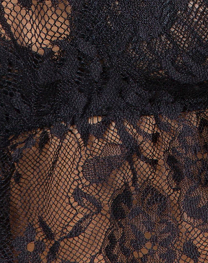 Imagen de Stacey Crop Top en encaje de pestañas floral Negro