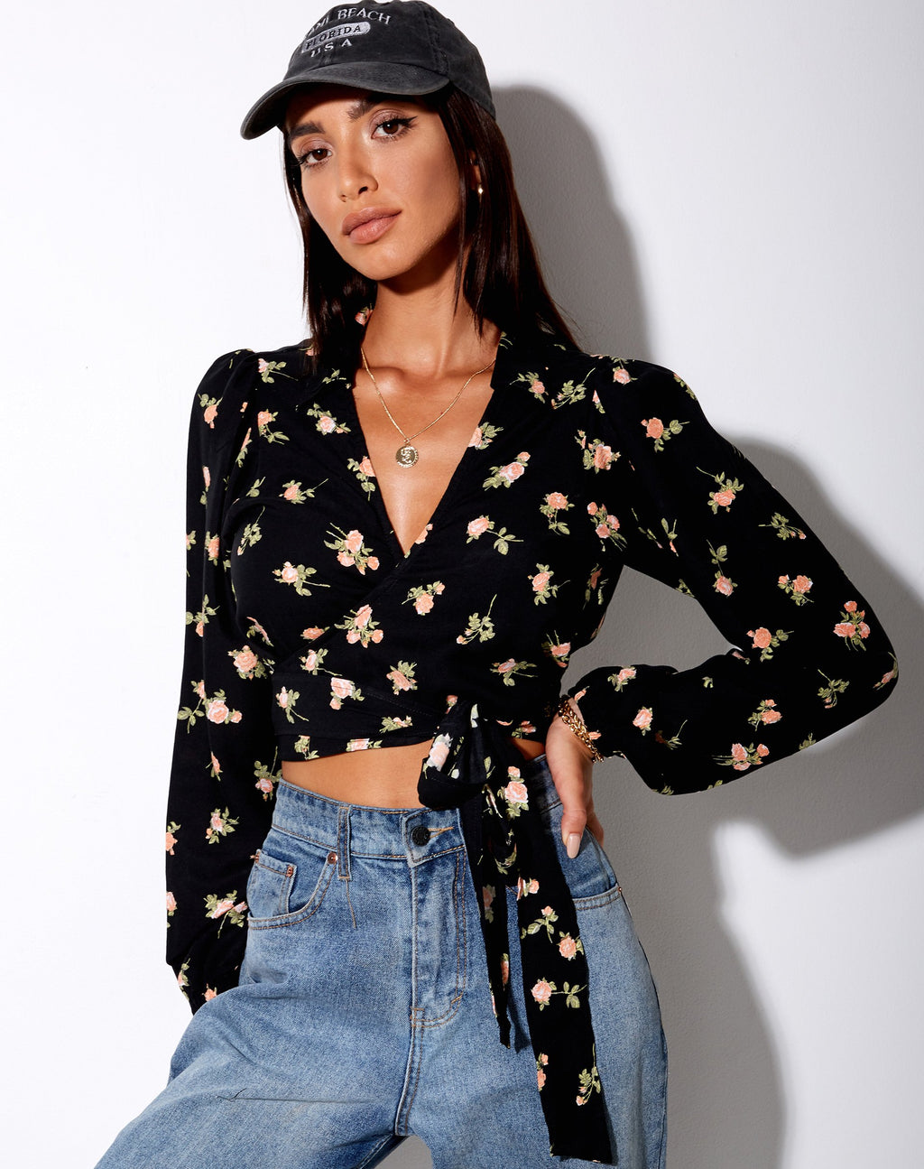 Briza Crop Top en Rose Garden Negro