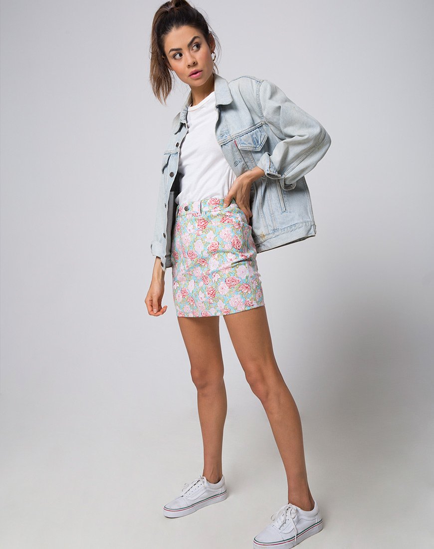 Imagen de minifalda Broomy en Bloom Floral Base Azul
