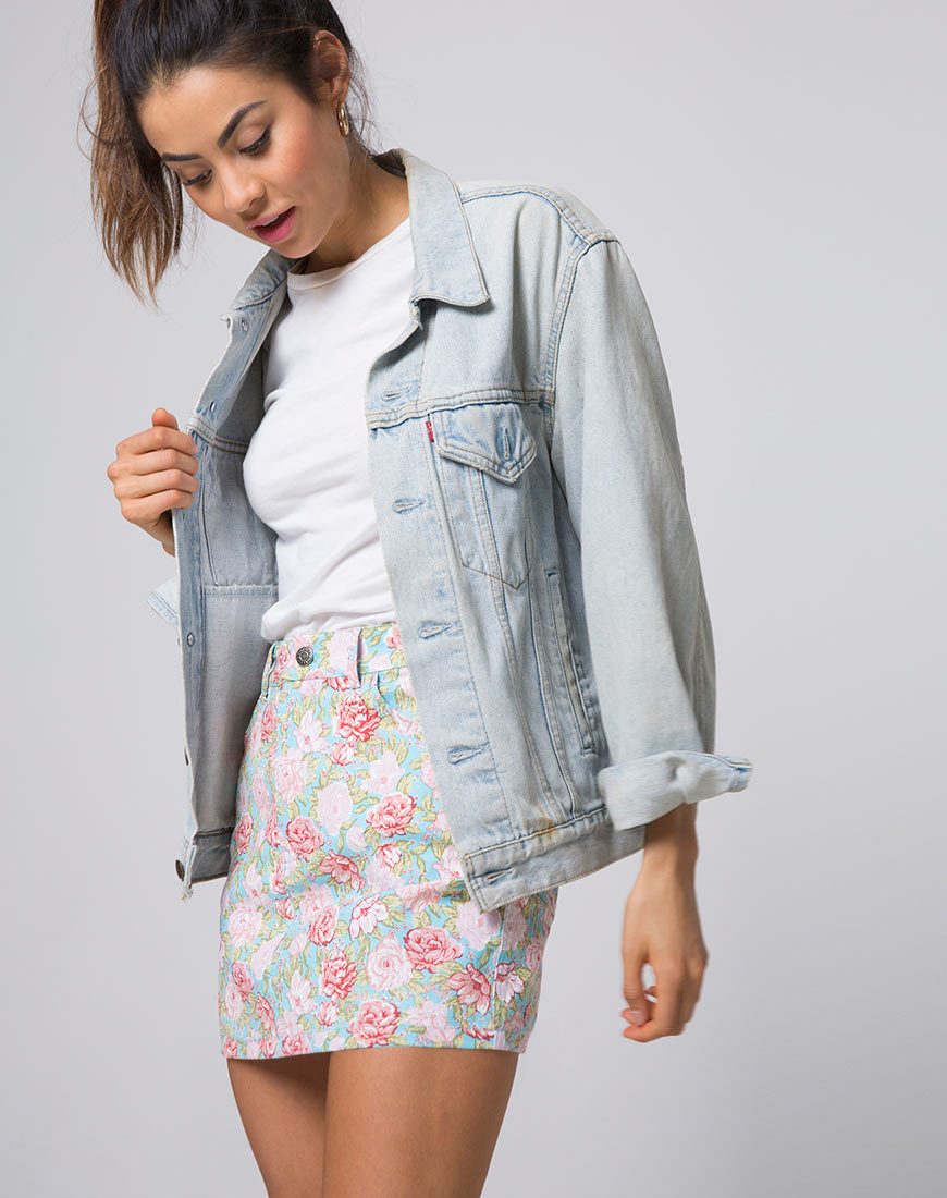 Imagen de minifalda Broomy en Bloom Floral Base Azul