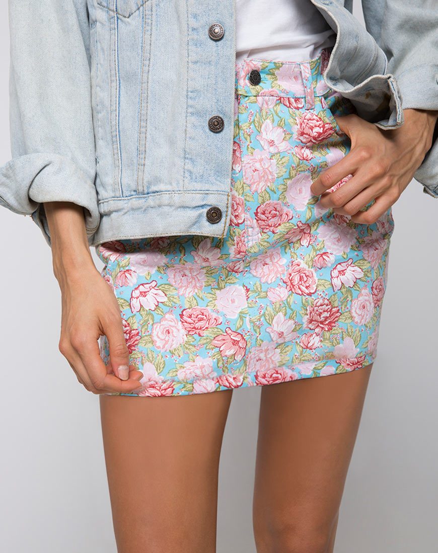 Imagen de minifalda Broomy en Bloom Floral Base Azul
