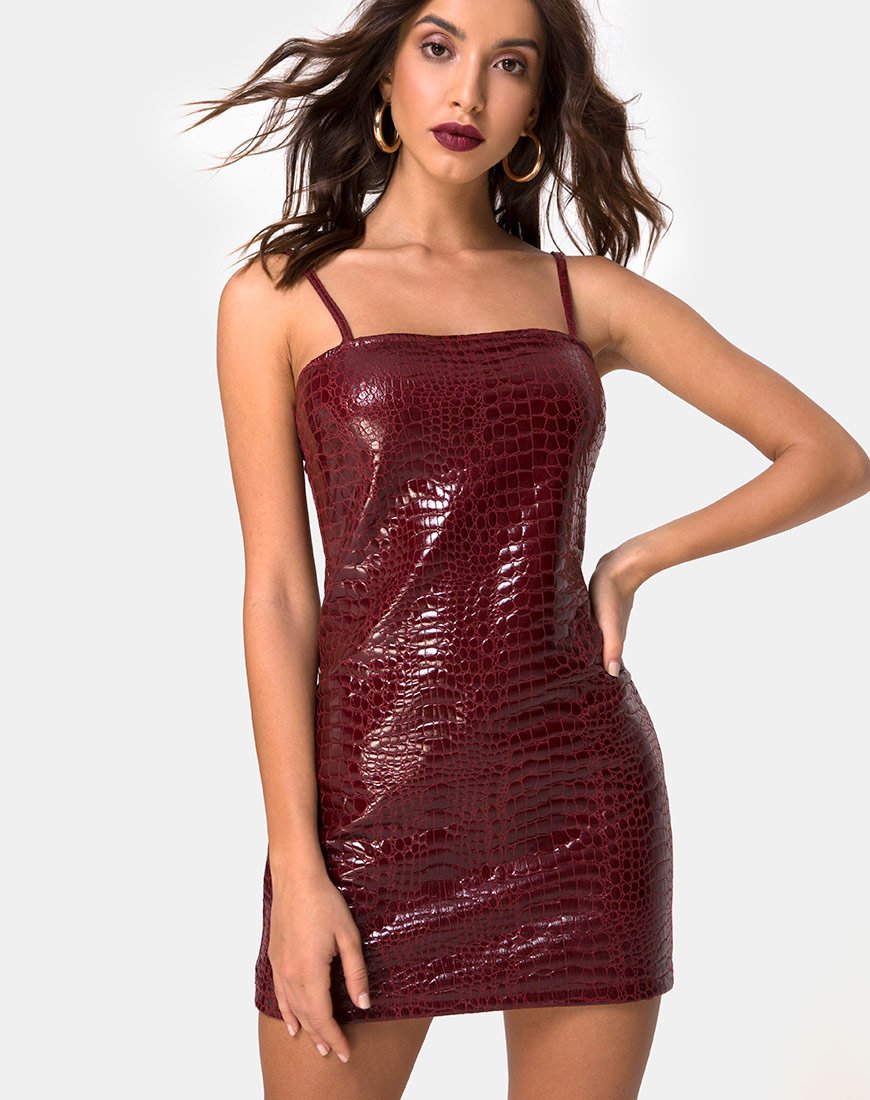 Vestido Burmay en PU Croco Vino
