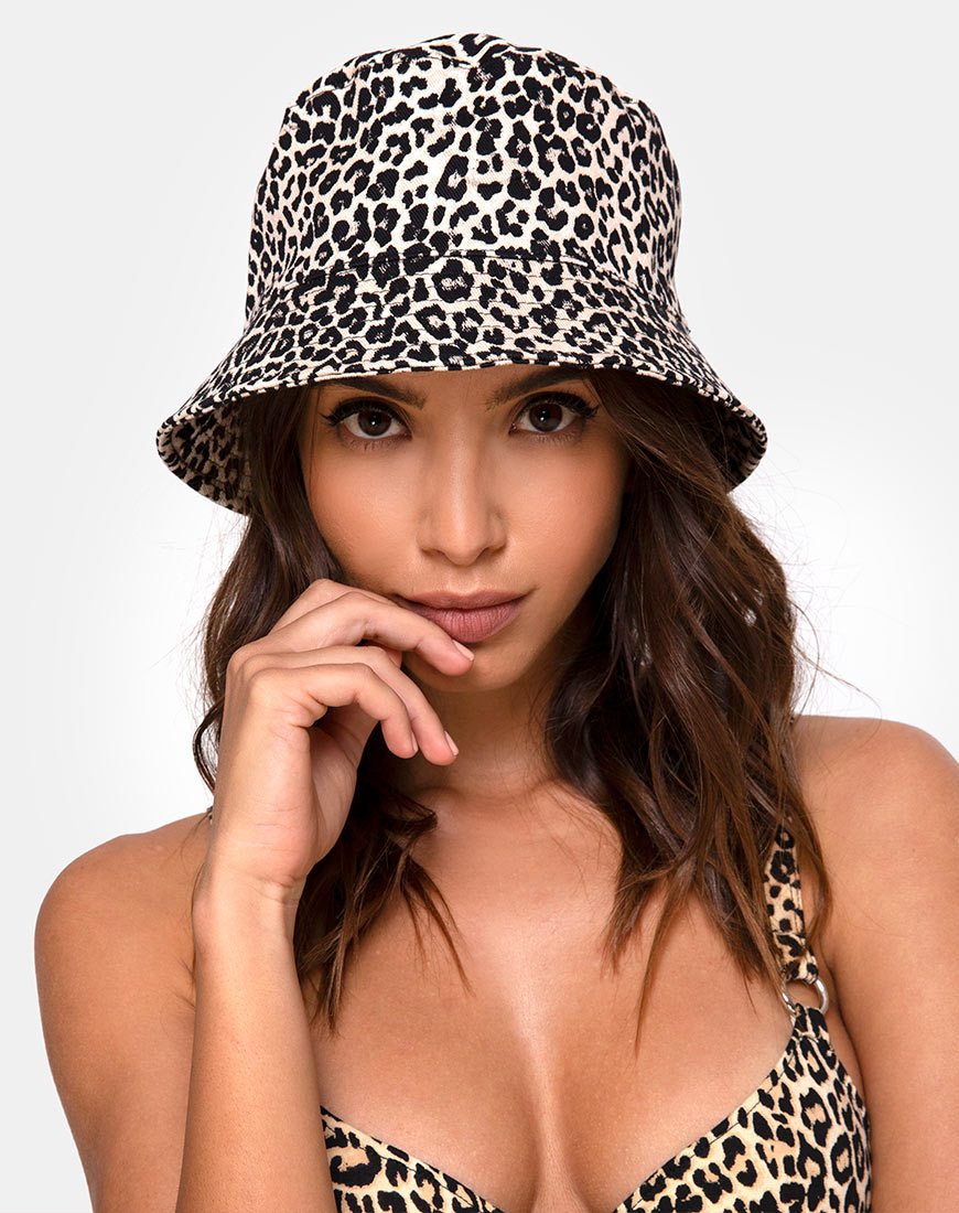 Sombrero Bucket en Rar Leopardo Sombrero Marrón