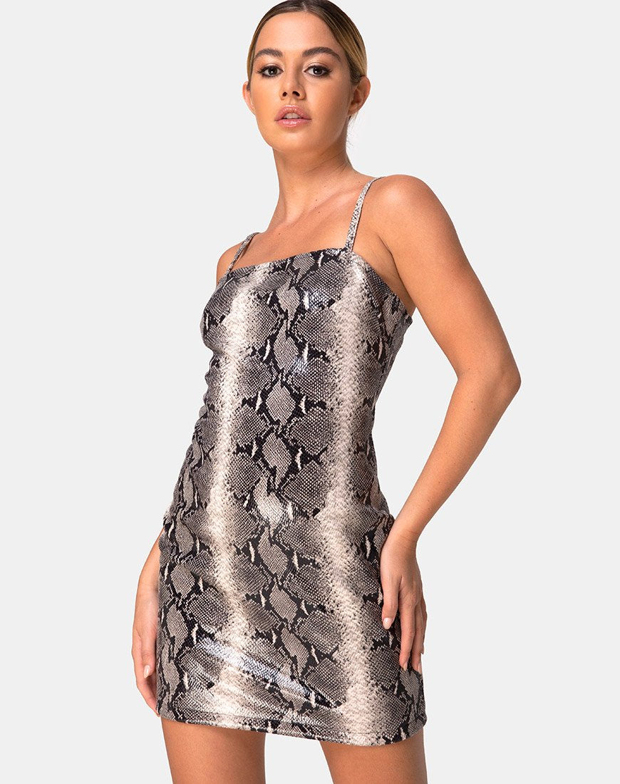 Vestido Burmay en PU Serpiente Beige