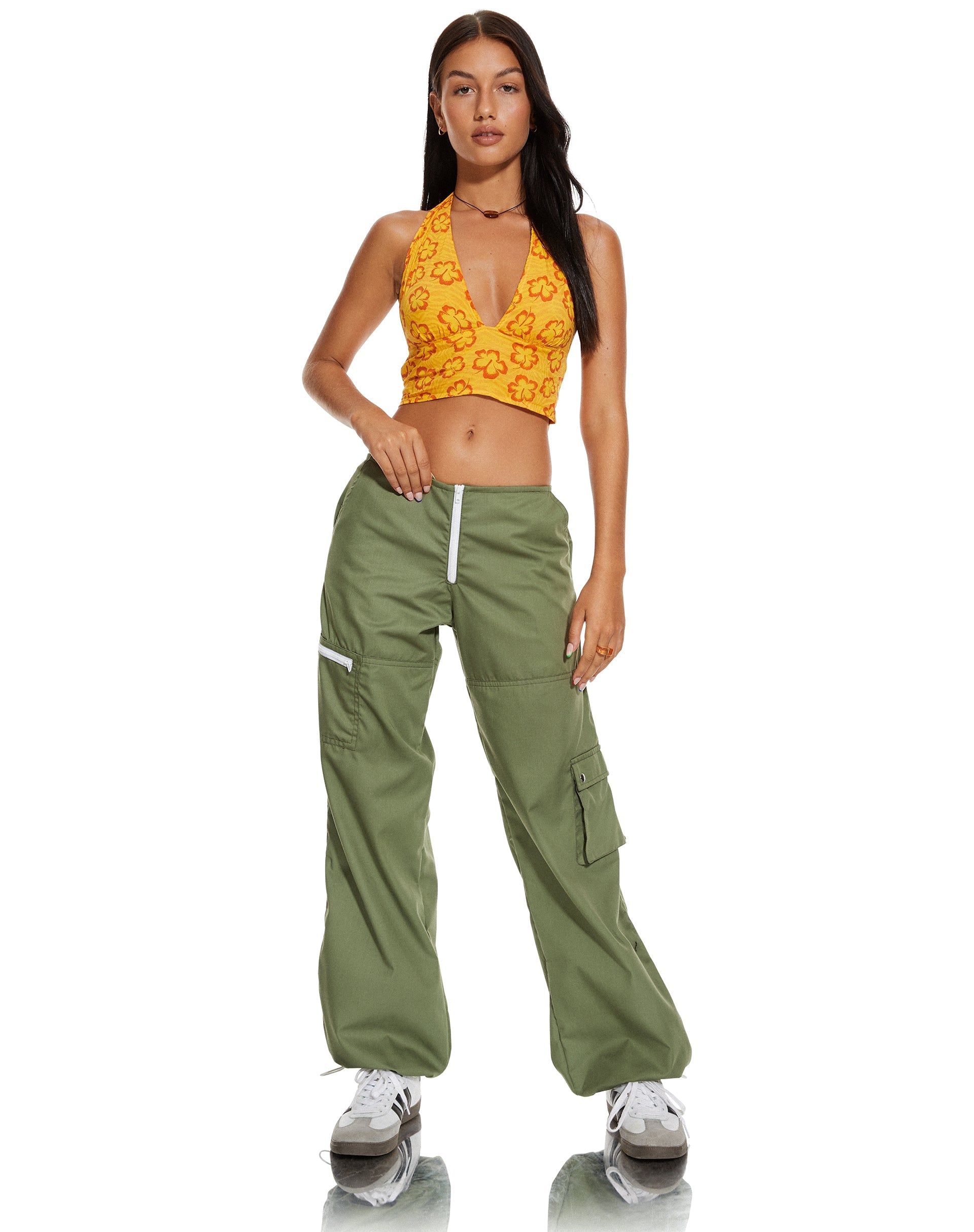 imagen de MOTEL X BARBARA Nanda Crop Top en Hibiscus Zebra Naranja