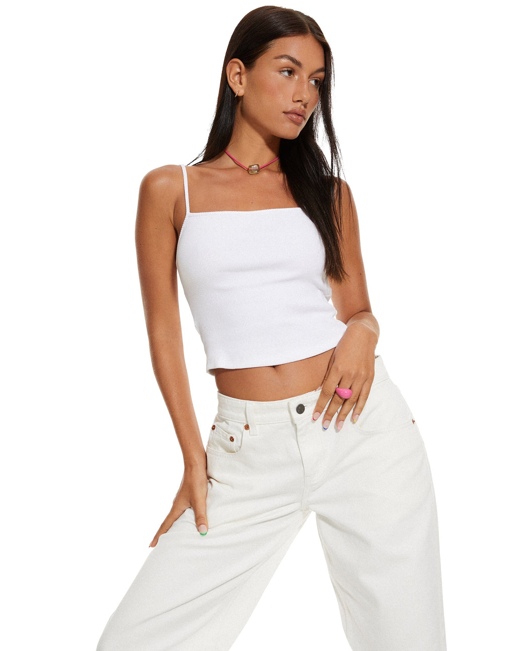 MOTEL X BARBARA Yoon Crop Top de canalé en blanco