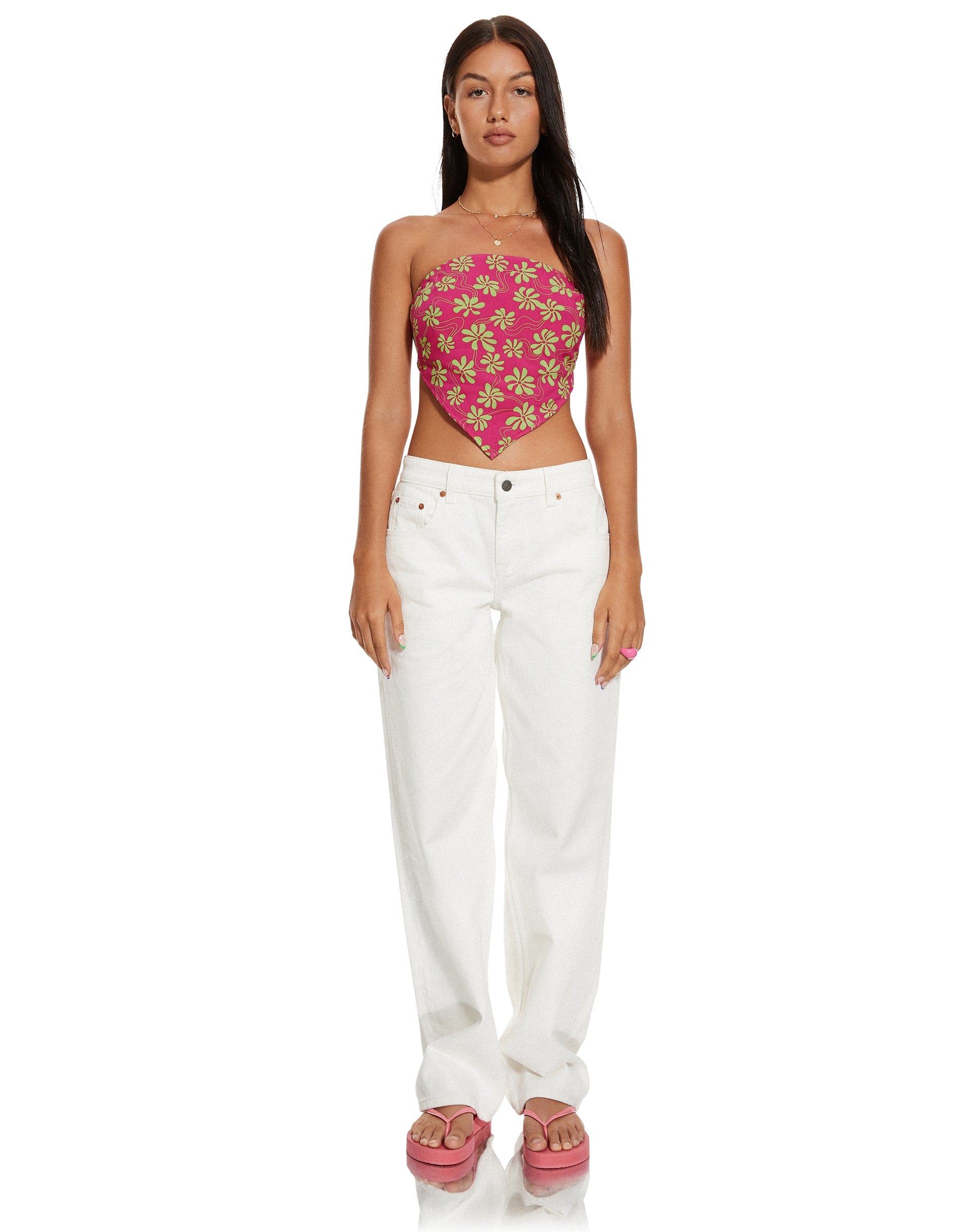 imagen de MOTEL X BARBARA Iryas Crop Top en 90s Beachy Floral Hot Pink