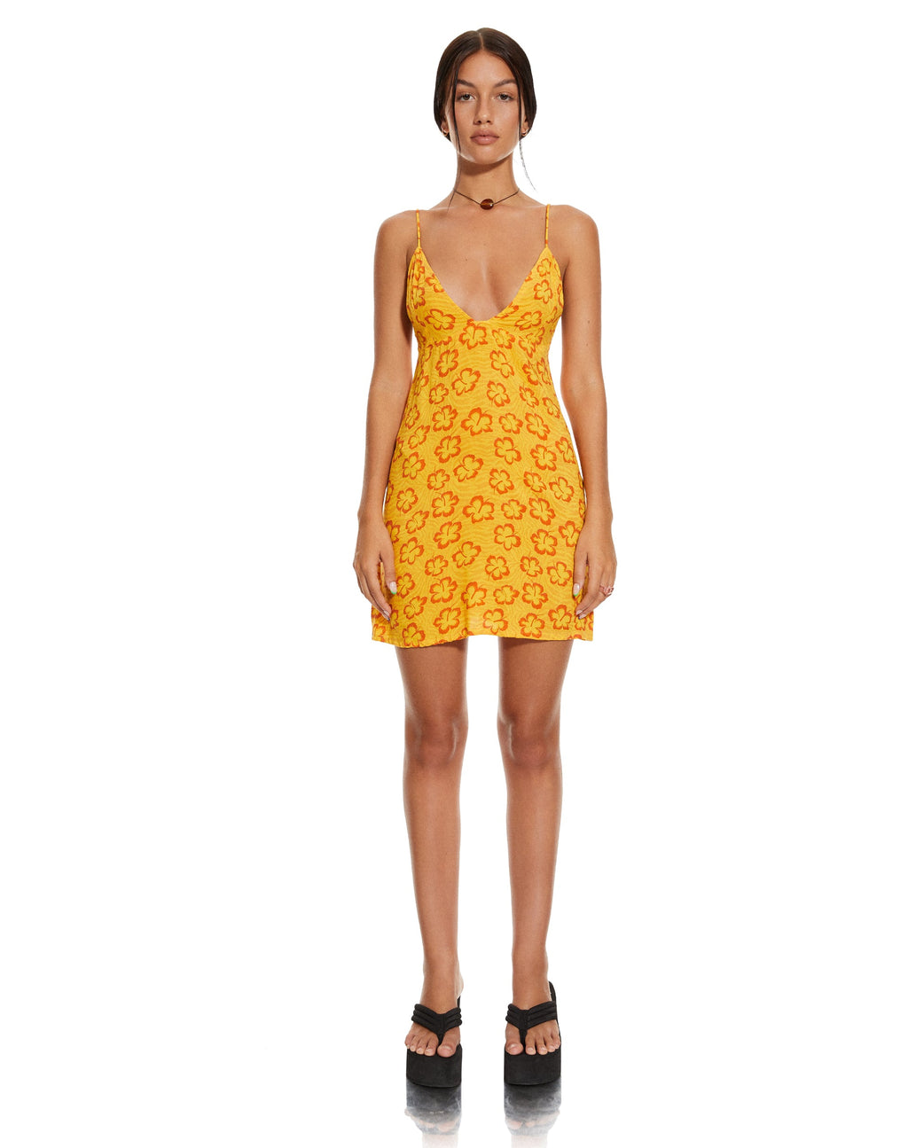 MOTEL X BARBARA Senor Mini Vestido en Hibiscus Zebra Naranja