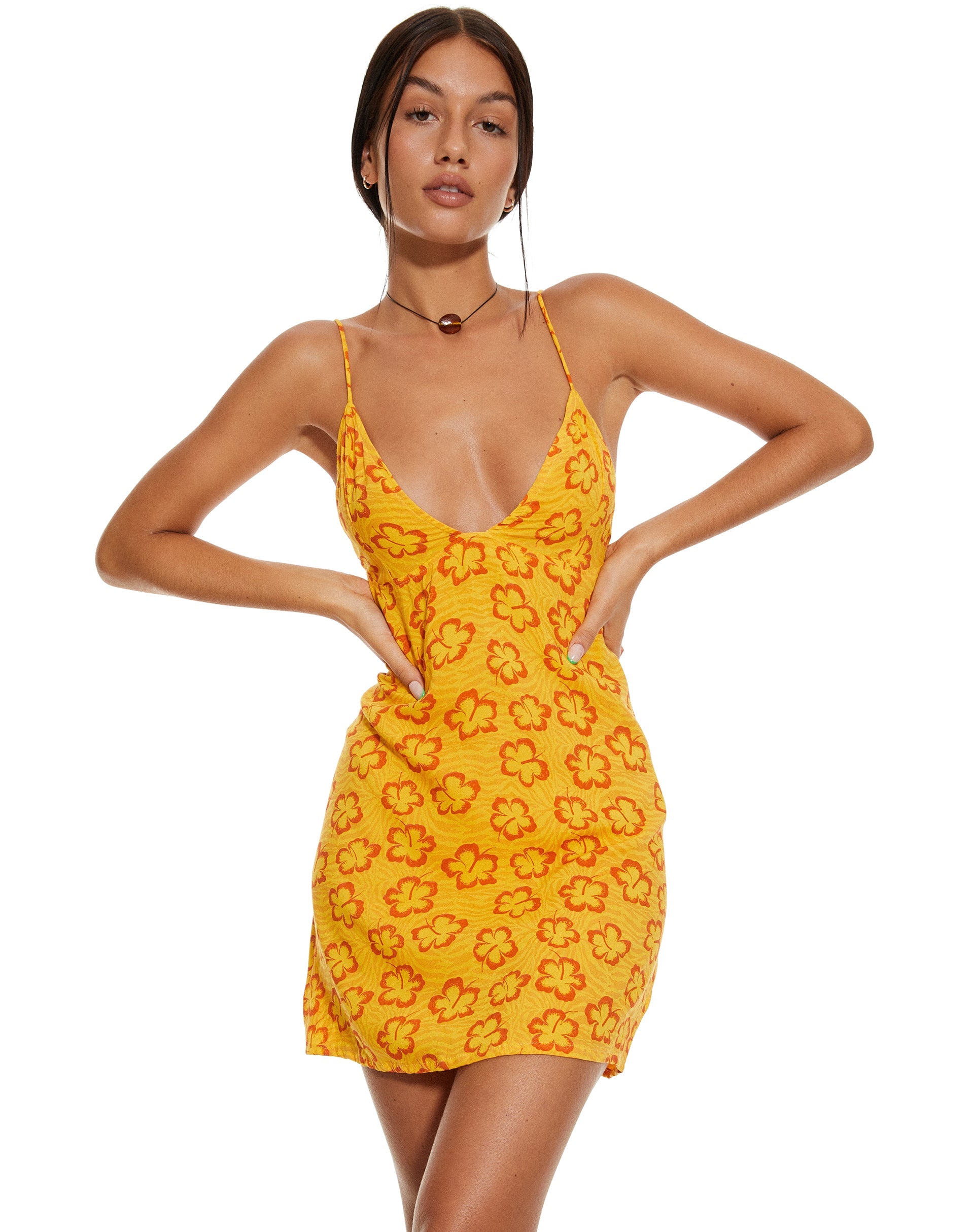 imagen de MOTEL X BARBARA Senor Mini Vestido en Hibiscus Zebra Naranja