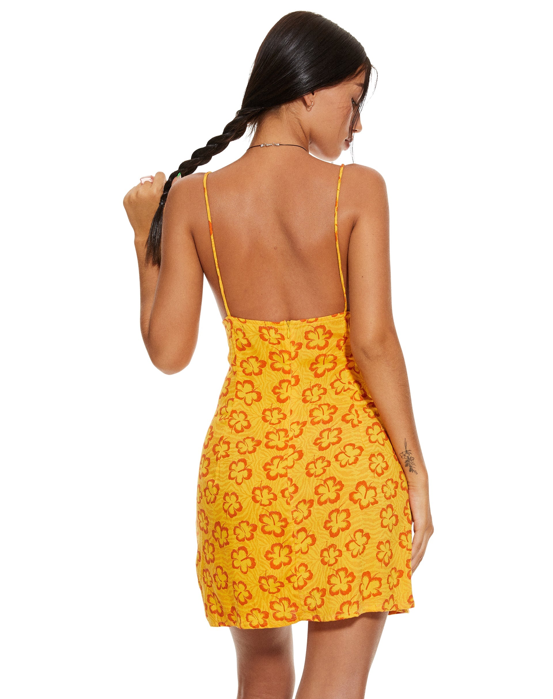 imagen de MOTEL X BARBARA Senor Mini Vestido en Hibiscus Zebra Naranja