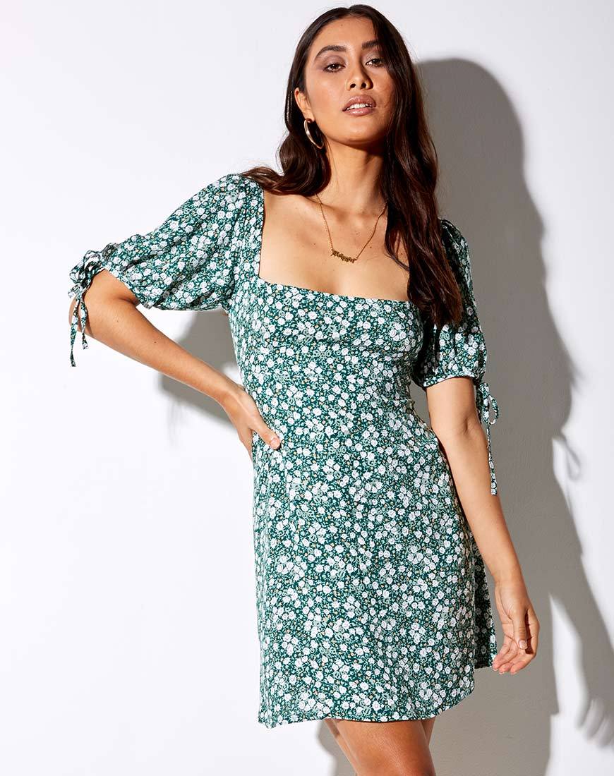 Vestido Calia en Floral Verde Campo