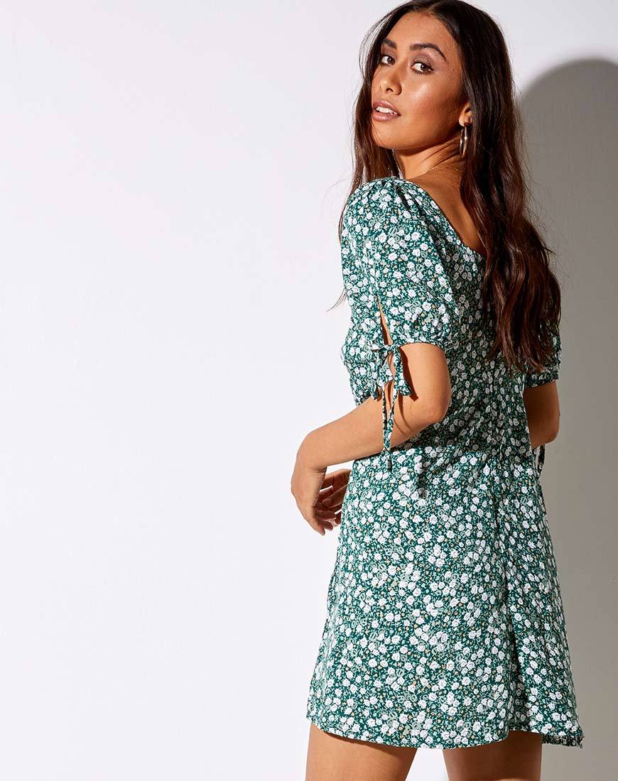 Vestido Calia en Floral Verde Campo