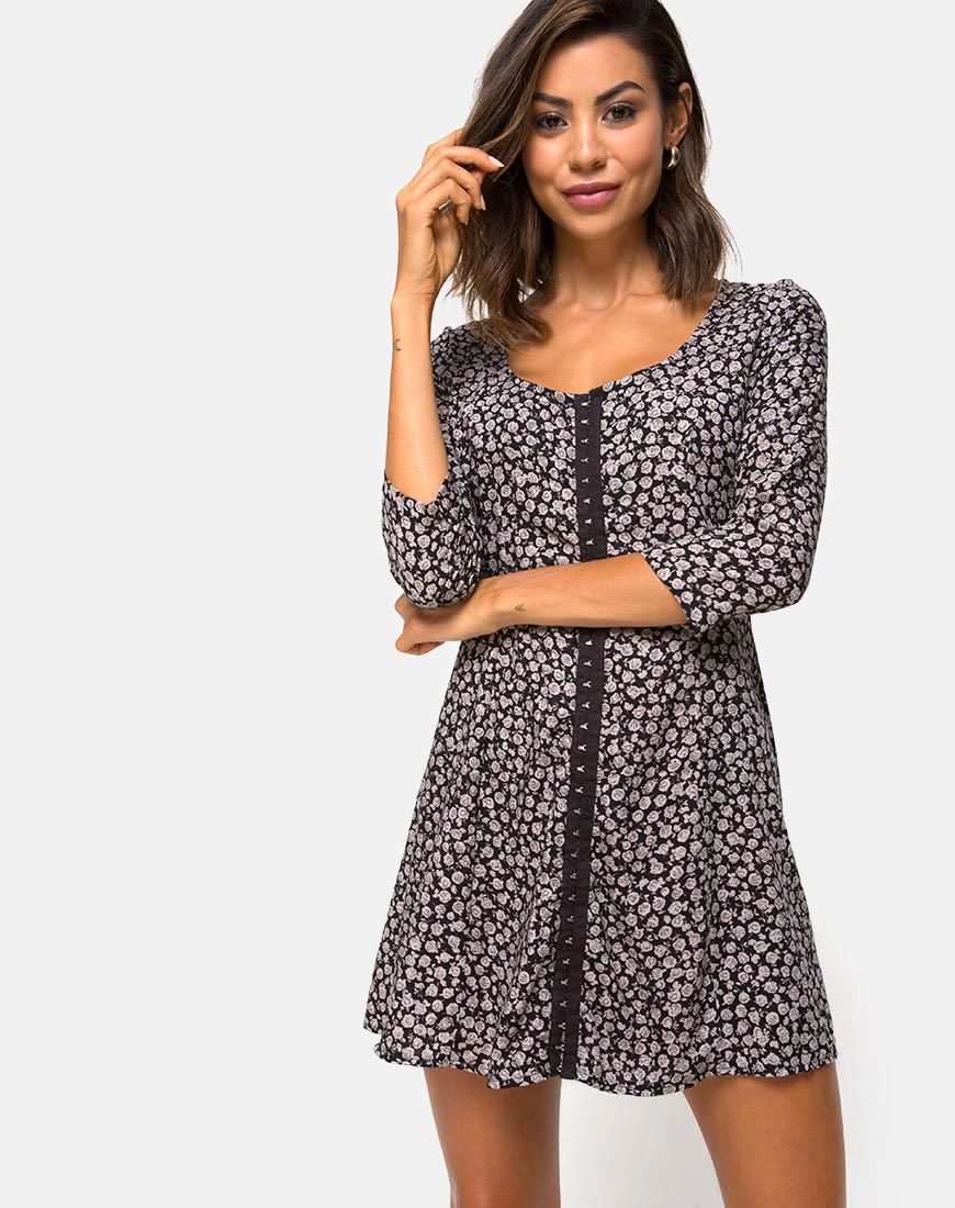 Imagen de Camisa Swing Dress in Ditsy Rose Negro
