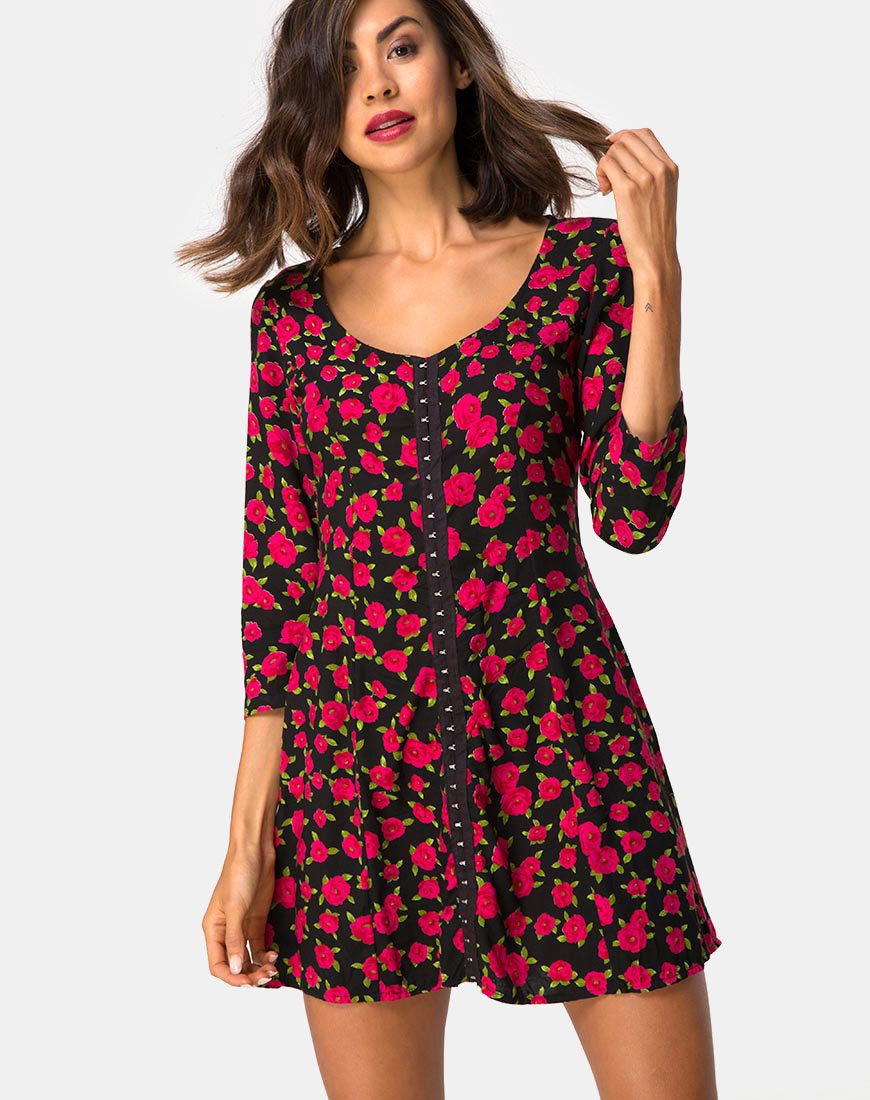 Vestido Camisa en Rojo Flor