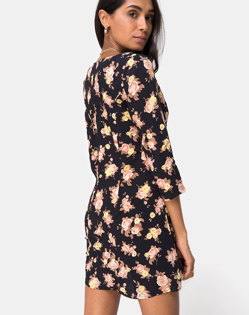 Vestido Swing Camosa en Rosa Antiguo Negro
