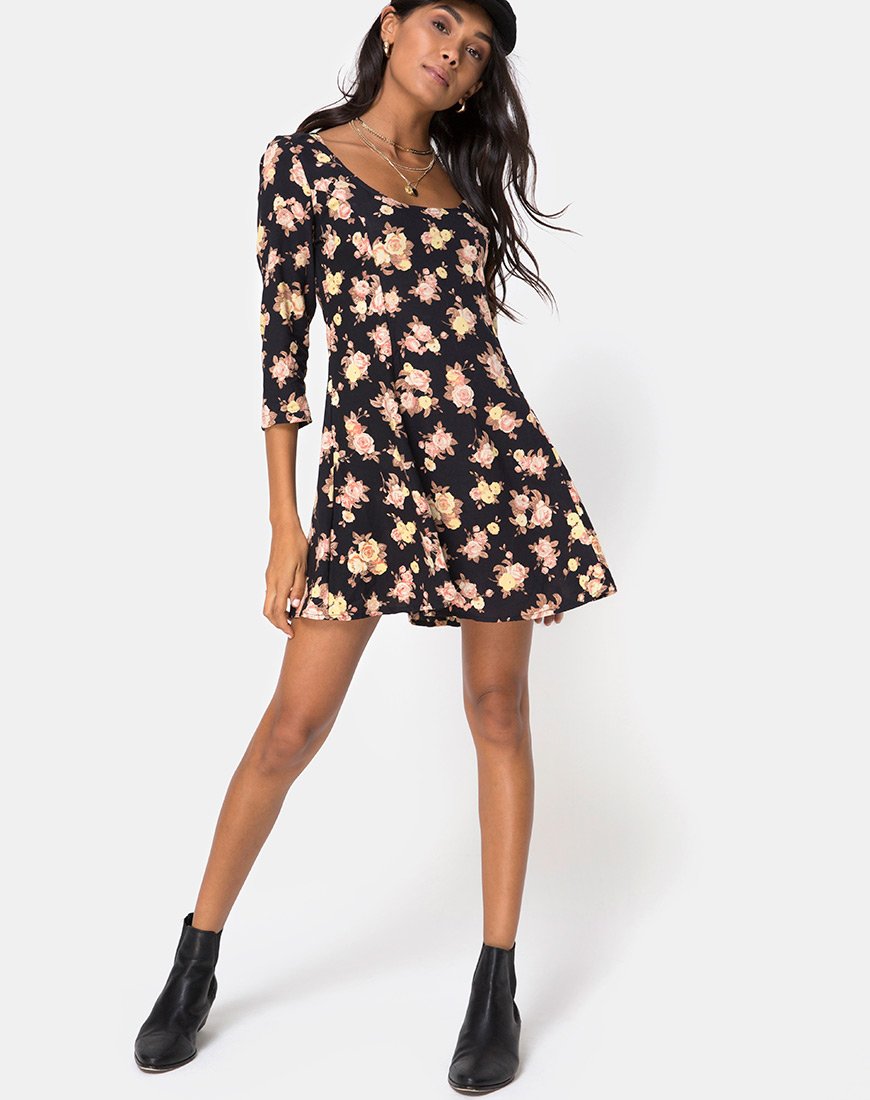 Imagen de Camosa Vestido Swing en Rosa Antiguo Negro
