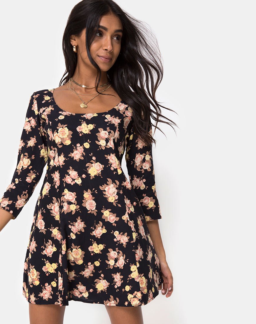 Imagen de Camosa Vestido Swing en Rosa Antiguo Negro