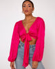 Imagen de Carina Crop Top de satén cebra fucsia