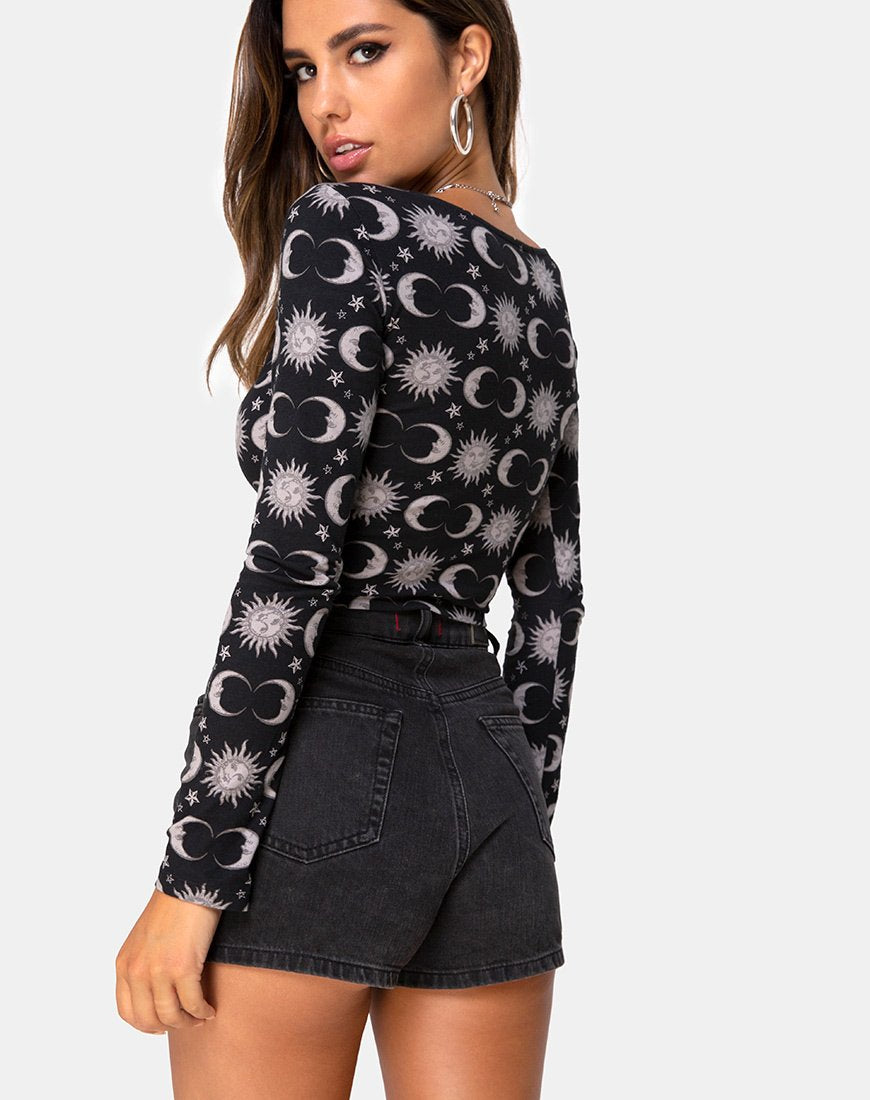 Carla Crop Top en negro luz de luna