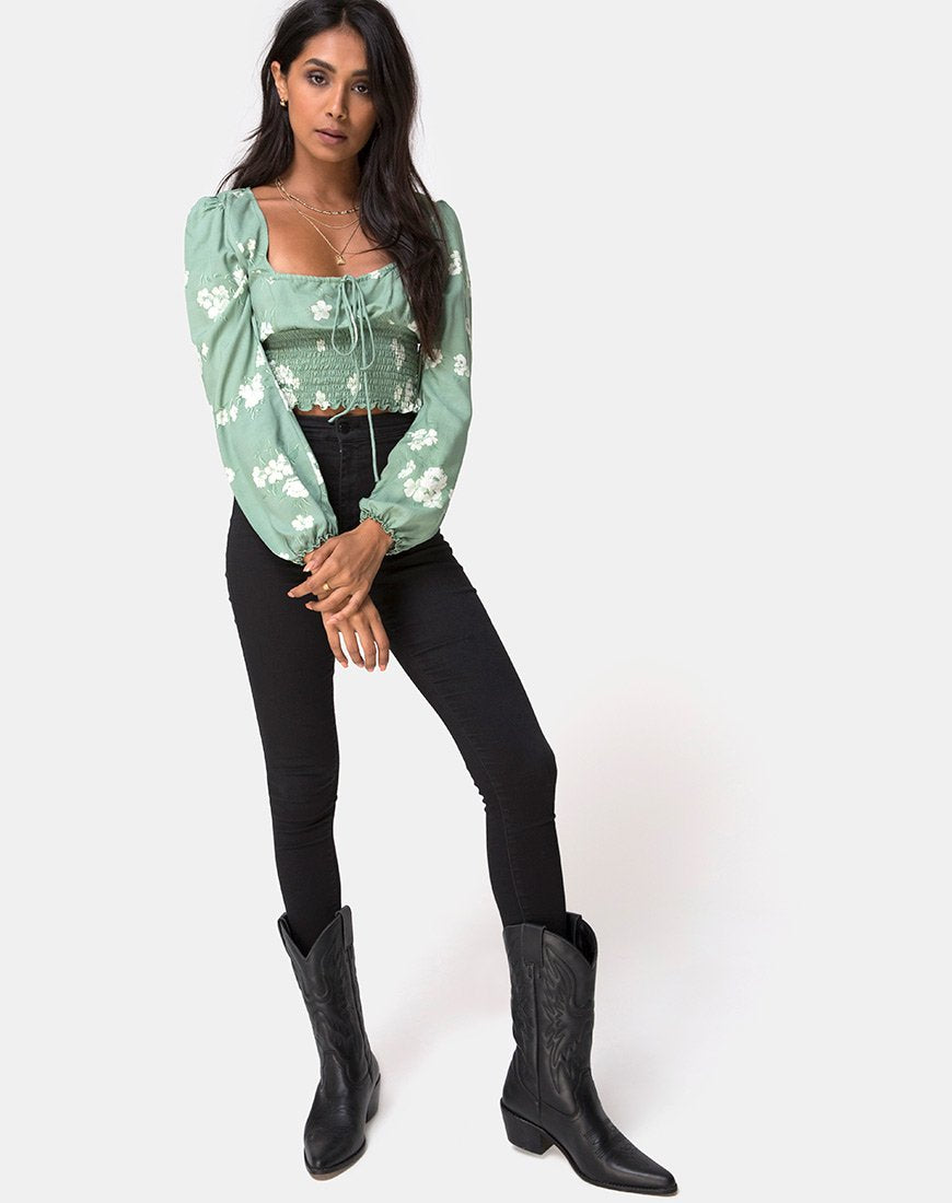 Imagen de Carmen Top en Mono Flor Verde