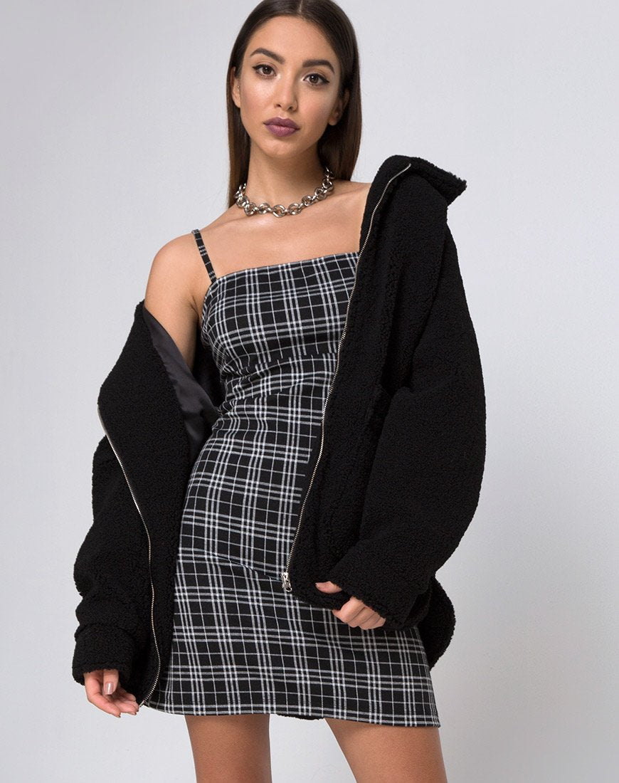 Cecile Slip Dress en Mono Plaid Negro
