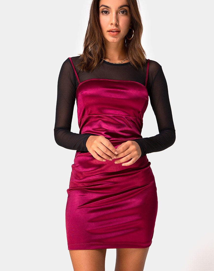 Imagen de Cecile Slip Dress in Satin Borgoña