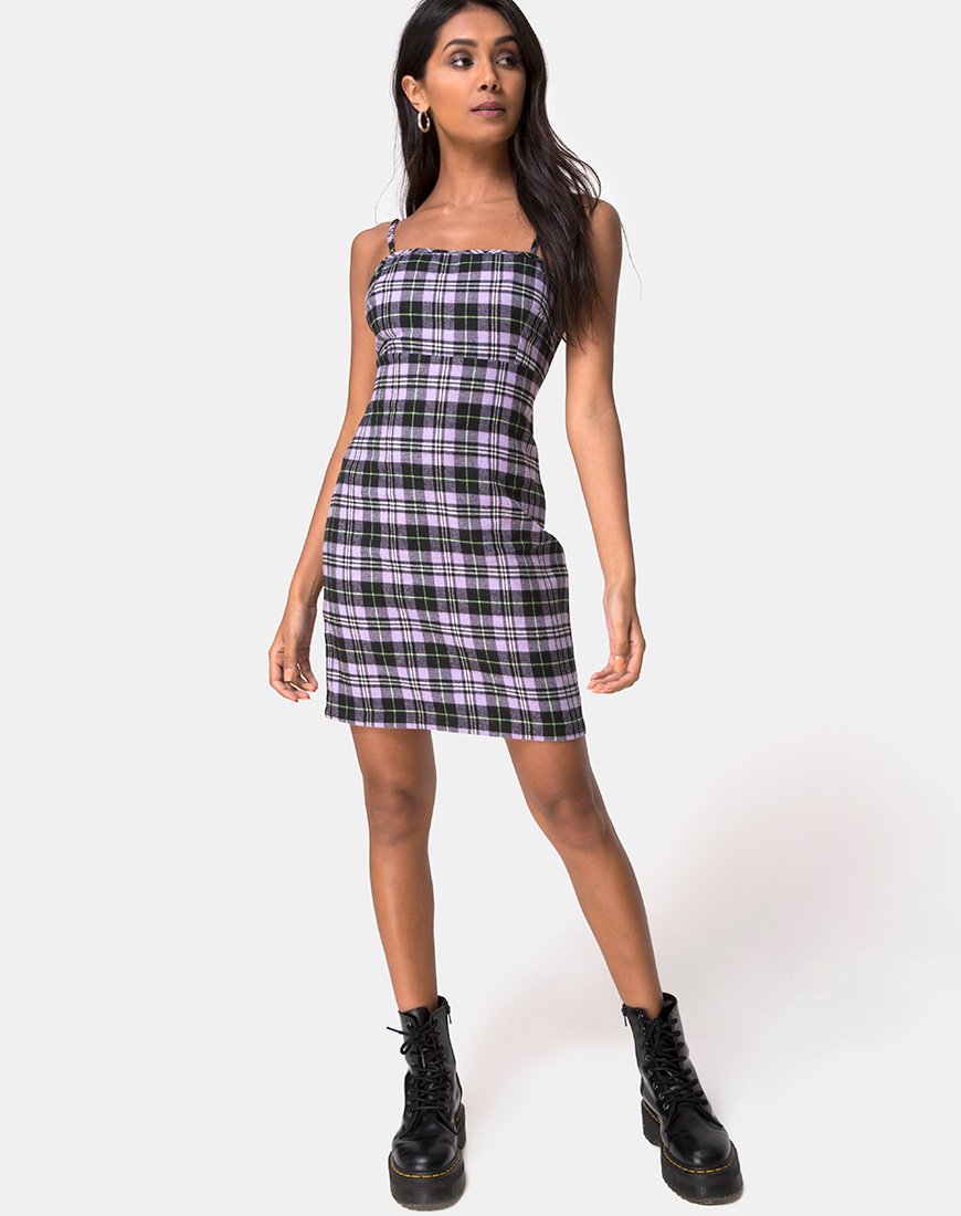 Imagen del vestido Cecile a cuadros lila