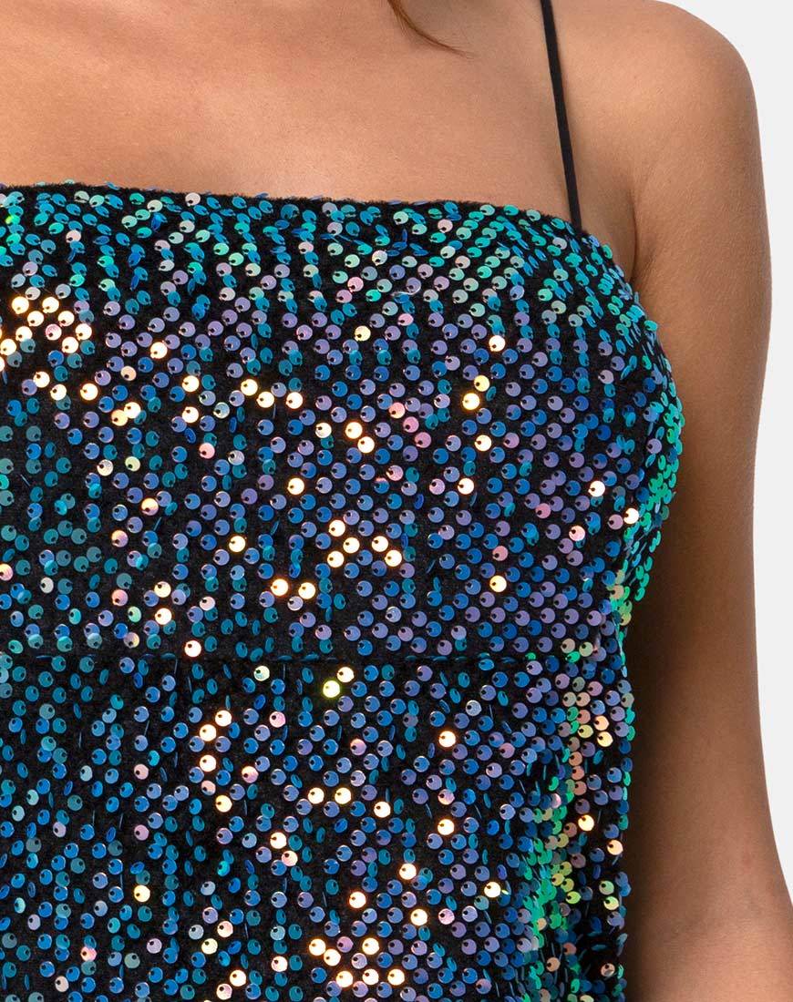 Imagen del vestido Cecile de terciopelo ópalo brillo lentejuelas