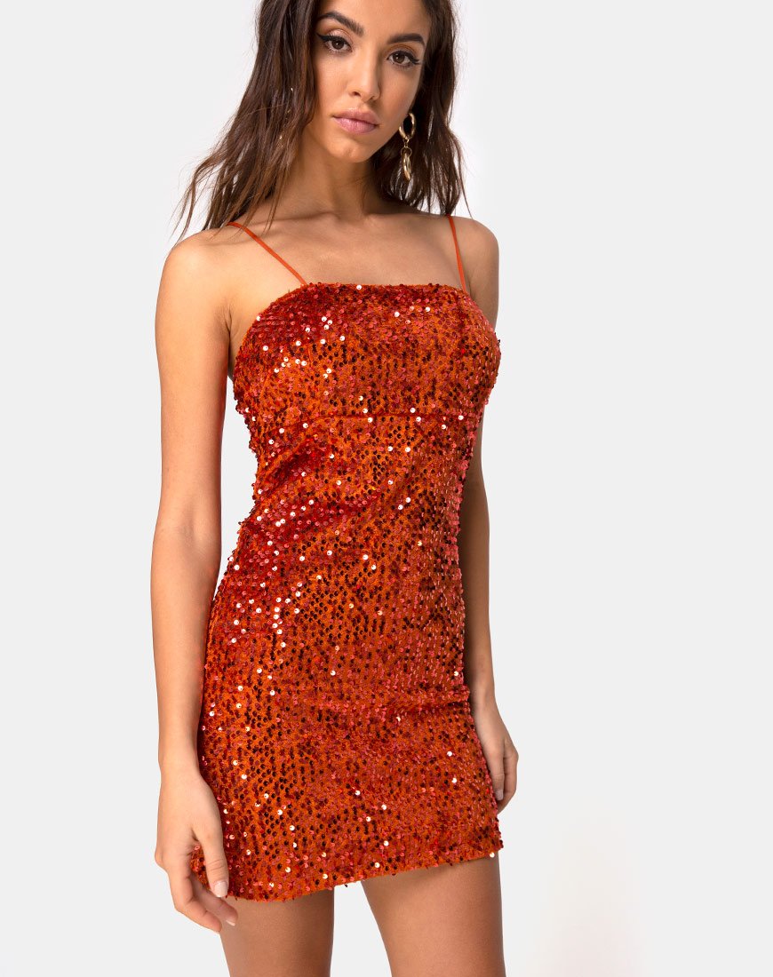 Vestido Cecile de terciopelo y lentejuelas rojas