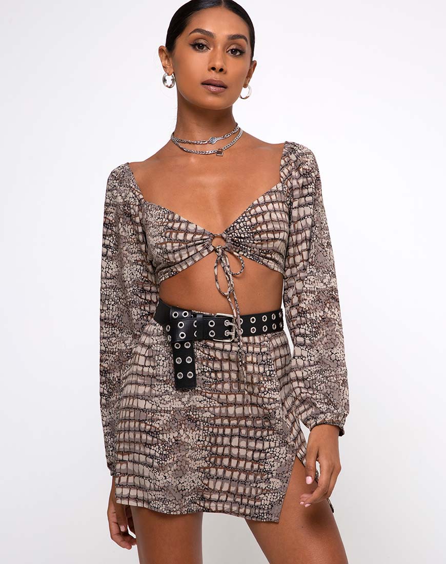 Imagen de Celinda Crop Top en Croc Gris Neutro