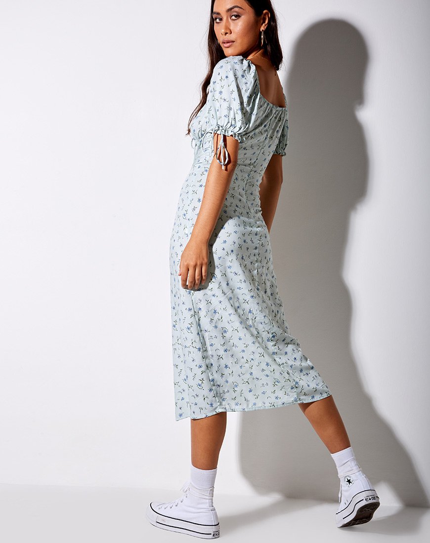 Vestido Cello Midi Verde Pétalo