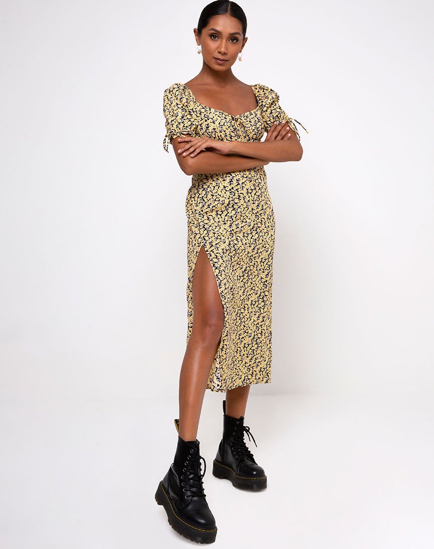 Imagen de Cello Vestido Midi en Mini Bloom Amarillo