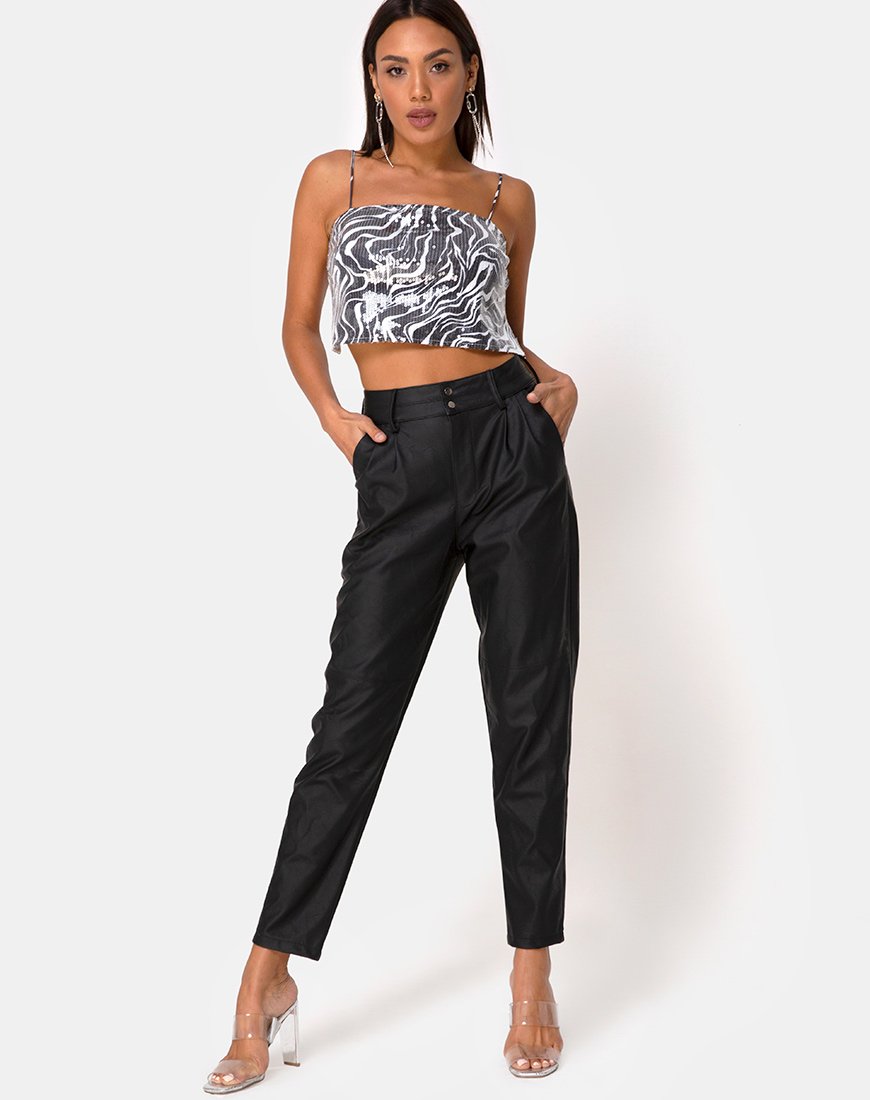 Imagen de Champo Crop Top de lentejuelas transparentes Trippy Zebra