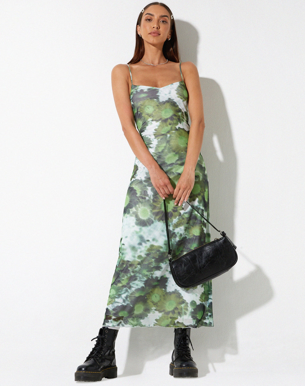 Maxi Vestido Chanda en Xray Blurred Daisy Green