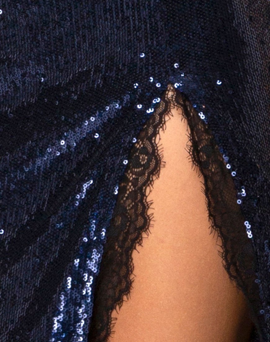 Imagen de Chelo Falda en Midnight Mini lentejuelas con encaje negro