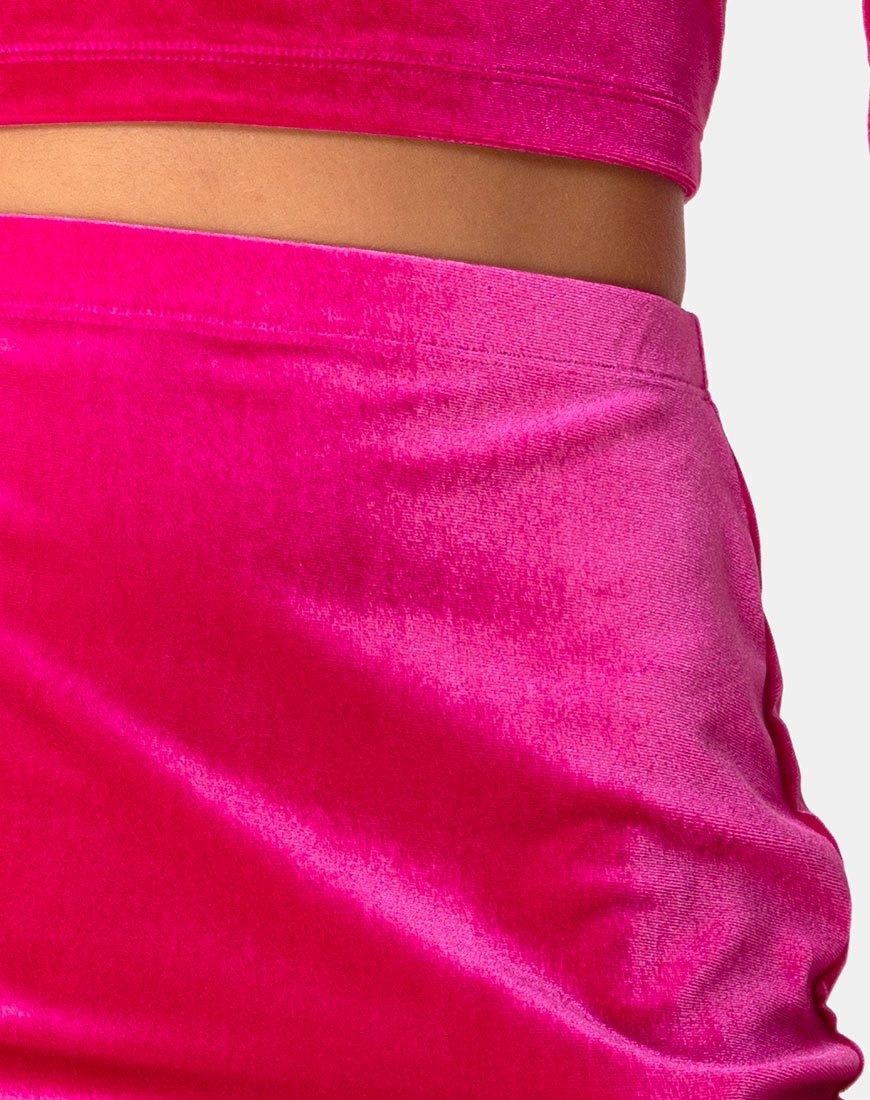Imagen de la falda Cheri en terciopelo rosa