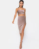 Imagen de la falda Midi Cheri Split en Rib Taupe