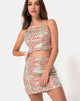 Imagen de la falda Cherish en leopardo flúor con lentejuelas transparentes